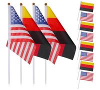 Sewroro Lot de 20 Petits Drapeaux Américains et Allemands en Plastique et Polyester, Durabilité Renforcée, pour Événements Patriotiques et Célébrations