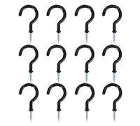 Sewroro Lot de 24 Crochets à Tasse en Plastique Noir 5 CM Crochet Point D’Interrogation Multifonction Cuisine Rangement Ustensiles et Porte-Serviettes Organisateur Mural Pratique pour