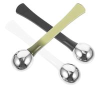 Sewroro Lot de 3 Bâtonnets de Massage Yeux en Alliage de Zinc Embouts Cuillère et Massage Couleurs Blanc Noir Vert Foncé pour Crème Contour des Yeux Soin Visage et Anti-Rides Outil