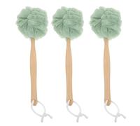 Sewroro Lot de 3 Brosses Corps Long Manche en Bois Nylon Résistant Couleur Verte Exfoliation Nettoyage du Dos et Gommage