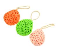 Sewroro Lot de 3 Éponges Exfoliantes Visage Nettoyantes et Douces Couleurs Vert Orange et Rose Format Moyen Nettoyage Quotidien Démaquillage Accessoires de Bain Pratiques