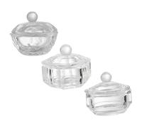 Sewroro Lot de 3 Godets en Cristal pour Ongles avec Couvercles Verre Transparent Mini Récipient pour Liquide Acrylique et Poudre Format Petit pour Nail Art Professionnel et Usage