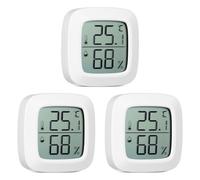 Sewroro Lot de 3 Mini Thermomètres Numériques Blancs Ys26, Hygromètres Précis pour Intérieur et Voiture, Affichage en °C, Compact et Multifonction pour Maison, Bureau et Jardin