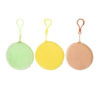 Sewroro Lot De 3 Porte-Monnaie Ronds en Peluche Amovibles Couleur Pastel, Étuis pour Écouteurs avec Fermeture Éclair, Paquet à Main Mini pour Fille, Paquet Bandoulière Léger, 8 Cm De Diamètre