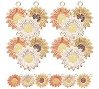 Sewroro Lot De 30 Breloques Porte-clés Tournesol Diy Couleurs Blanc, Orange, Jaune, Alliage Solide, Accessoires Bijoux Soi-même Pour Création Bijoux, Présents Artisanat Fête Toute L'année