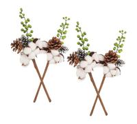 Sewroro Lot de 4 Branches de Coton Séché Naturel Vertes - Tiges Décoratives pour Centre de Table Composition de Fleur Rustique Décoration Mariage et Fêtes Automnales