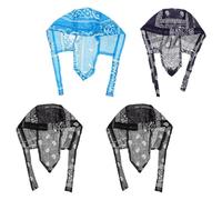 Sewroro Lot de 4 Chapeaux Pirate 100% Coton, Taille Ajustable, Couleurs Variées, Toque Élastique Unisexe Cuisine, Chimiothérapie, Cyclisme et Activités en Extérieur