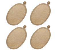 Sewroro Lot de 4 Éponges Corporelles Exfoliantes en Luffa Naturel Disques Exfoliants Corps Dos Couleur Naturelle Bordure Café Exfoliant Doux Bain Épurateur de Lavage