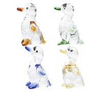 Sewroro Lot de 4 Figurines de Bureau en Cristal Décoration Animale Miniature Sculpture Artisanale en Quartz Couleurs Assorties pour Bureau et Maison