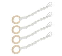 Sewroro Lot de 4 Suspensions pour Plantes en Macramé Bohème Corde de Coton Tressée Anneaux en Bois Support pour Jardinière Suspendue Décorations Murales et Extérieures Balcon et