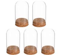 Sewroro Lot De 5 Cloches en Verre avec Base en Liège en Verre Transparent pour Fleurs Éternelles Décoration De Fête De Noël 3 93 X 2 36 Pouces