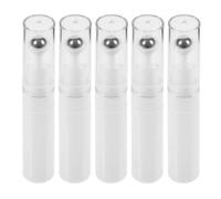 Sewroro Lot de 5 Flacons à Bille Rechargeables pour Cosmétiques 5 Ml Blanc Bouteille sous Vide pour Soins Peau Applicateur Roll-On Contour des Yeux Voyage et Usage Quotidien