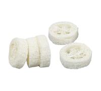 Sewroro Lot de 5 Porte-Savons en Luffa Naturel 5-7 CM de Diamètre Base de Savonnette en Tranches de Luffa Épaisseur 1 CM Support à Savonnette Absorbant et Respirant pour Salle de Bain
