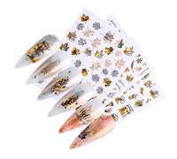 Sewroro Lot de 6 Autocollants 3D pour Ongles Femme Décoration Imperméable Motifs Plantes Étoiles et Constellation Stickers Créatifs Auto-Adhésifs pour Manucure Naturelle et Faux