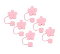 Sewroro Lot de 6 Bouchons de Paille en Silicone Réutilisables Protecteurs d'Extrémité Anti-Poussière Motifs Chaton et Fleur de Cerisier Compatibles Pailles pour Gobelets Décoration