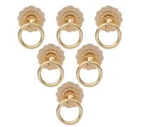 Sewroro Lot de 6 Boutons de Meuble en Laiton 25 CM Forme Fleur Vintage Poignées de Tiroir Rondes pour Commode Armoire et Coiffeuse Installation Vis Décoration Intérieure Rétro