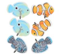 Sewroro Lot de 6 Cintres Autocollants Poissons Tropicaux sans Perçage Résistant Finition Polie Décoration Murale Pratique Cuisine Salle de Bain Chambre et Bureau