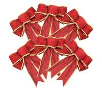 Sewroro Lot de 6 Grands Nœuds de Noël Rouges 23 CM Bord Doré et Paillettes Décorations Suspendues pour Sapin Mariage Fête et Décoration DIY de Maison