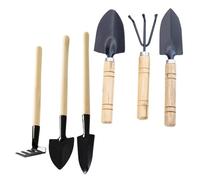 Sewroro Lot de 6 Sets de Outils de Jardinage à Main pour Plantation Pelles et Râteaux en Bois et Fer Ensembles de Jardinage pour Plantes D'intérieur Fleurs en Pot et Bonsaïs Pratique