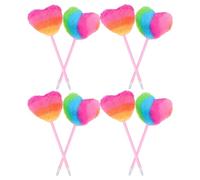 Sewroro Lot de 8 Stylos à Bille en Plastique Pompon Duveteux de Cœur Stylos Créatifs Colorés pour Bureau et École Accessoires Amusants pour Filles et Étudiants Présent Saint-Valentin
