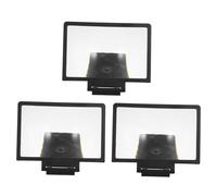 Sewroro Loupe D'écran Téléphone Portable 3pcs pour Vidéo et Films, Agrandisseur 3D Ingénieux, Compatible Multi-appareils, Noir, Support Pratique Ensemble Compact