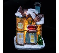 Sewroro Maison Miniature de Noël Résine Décor de Village de Noël Lampe à Changement de Couleur Micro-Paysage pour Décoration de Maison