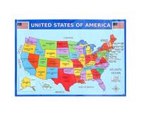 Sewroro Map Classroom Decoration High-definition Usa Map for Educational Use Detailed Wall Map for Home Office and Bedrooms Vibrant Colors Wear-resistant Design