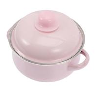 Sewroro Marmite Émaillée à Deux Anses 11L Couvercle Casserole en Émail Rose 16 CM pour Cuisinière à Gaz Ustensile Cuisine pour Cuisson de Soupes et Plats Sains