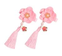 Sewroro Paire de Pinces à Cheveux Chinoises Facile à Utiliser Accessoire Élégant en Feutre et Fer Clochettes et Pompons pour Fille pour Coiffure Garçon et Filles