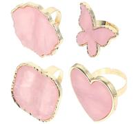 Sewroro Palettes de Nail Art de Bague Lot de 4 Rose Motifs Carrés, Cœur et Ovale, Matériau Robuste Lisse Facile à Nettoyer, Outil de Manucure pour Mélange de Vernis et Création à