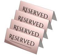 Sewroro Panneaux de Réservation pour Chaises 4 Pièces en Métal Rose Doré 17 X 6,5 Cm, Marque-place pour Mariage et Restaurant, Cartes de Table Réservée pour Événements Spéciaux