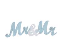 Sewroro Panneaux en Bois «Mr et Mrs» Style Rustique Bleu Vieilli Décoration de Table de Mariage Centre de Table pour Anniversaire et Fiançailles Lettres Décoratives en Bois