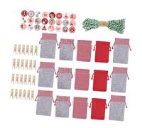 Sewroro Paquet Suspendus de Noël en Feutre 1-24 Calendrier de L’Avent à Cordon Pochettes Décoratives pour Bonbons et Petits Présents Rangement Mural pour Fête de Couleur Aléatoire