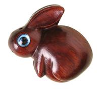 Sewroro Pendentif Bois Lapin Breloque Pendentif Porte-clés Lapin Figurine Vintage Porte-clés Zodiaque Animal Décor