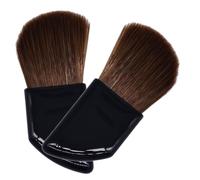 Sewroro Pinceau Blush Mini Biseauté 2 Pièces Manche en Plastique Noir Poils Naturels de Chèvre Outil de Maquillage de Voyage Compact pour Application Précise du Fard à Joues Lèvres