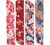 Sewroro Pochette Éventail Pliant Double Couche en Soie, Lot de 4 - Housse Légère pour Éventail Portable, Étui Décoratif à Motif Floral, Accessoire Rangement Fête et Cérémonie