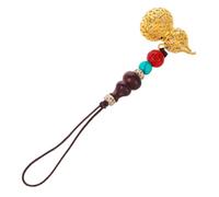 Sewroro Porte-clés Feng Shui Forme de Gourde Cuivre et Porte-bijoux Rétro Chinois pour Téléphone et Décoration Miroir de Voiture de Richesse et Lanière pour et Clés