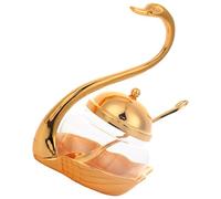 Sewroro Pot à Épices en Alliage de Zinc Doré et Verre 6540 Récipient à Sucre et Condiments de Cygne Décoration Européenne Cuisine et Buffet Bocal à Assaisonnement Cuillère