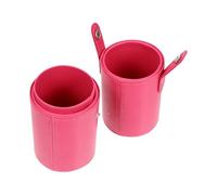 Sewroro Pot à Pinceaux de Maquillage Petit Rose Fuchsia en Cuir PU Couvercle Anti-poussière, Seau de Rangement Cosmétique Portable pour Bureau et Salle de Bain, Accessoire de Maquillage