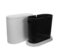 Sewroro Poubelle à Pression Compacte 15L pour Salle de Bain Cuisine Poubelle Étroite en Plastique Gris Clair avec Double Seau Anti-Odeurs pour Espaces Restreints et Placards