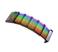 Sewroro Rallonge d'alimentation RGB 24 Broches Câble Gainé Argb Synchronisé pour Ordinateur Compatibilité ATX Matx Éclairage 16 Millions Couleurs Bleu Multiusage