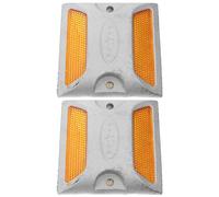 Sewroro Réflecteurs de Signalisation de Sécurité pour Allée et Route 2 Pièces en Aluminium Moulé Rempli de Sable Jaune Double Face, Haute Visibilité Extérieure pour Balisage Routier