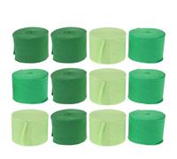 Sewroro Serpentins en Papier Crépon Verts 12 Rouleaux 4 Vert Clair pour Décoration Jungle Anniversaire et Fête Thème Forêt Estivale