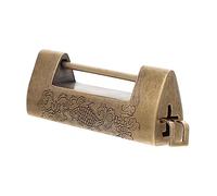 Sewroro Serrure Ancienne Cuivre Massif Cadenas Décoratif Rétro Sculpté Verrouillage Robuste pour Boîte Armoire et Coffres Style Chinois Antique
