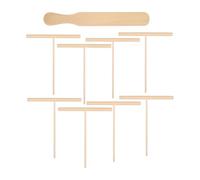 Sewroro Spatule à Crêpes en Bois Moyen, Kit 9 Pièces 1 Spatule et 8 Tiges en Bois, Ustensiles pour Répartir Pâte, Accessoires Cuisine pour Petit-déjeuner et Crêpière Portable