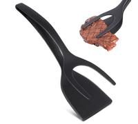 Sewroro Spatule pour Œufs et Steak en Ppa Noir, Pince Spatule Multifonction Anti-rayures Cuisine et Cuisson