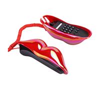 Sewroro Téléphone Fixe Filaire Lèvres Rouges Décoratif, Design Créatif Artisanal, Plastique Rouge Éclatant, Usage Bureau et Maison, Accessoire Original de Décoration Intérieure