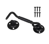 Sewroro Verrou de Sécurité à Crochet en Acier Inoxydable Brossé Noir Mat Fixation Fenêtre Porte Coulissante et Portail de Grange Kit Complet Vis Résistant à la Corrosion Usage