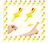 SEWSAW 30 PièCes Poulet Catapulte Poulet Volant Extensible Volant de Doigts de Fête Parodie Collant Volant Poulet Flick Cadeau Catapultes Slingshot Chicken de Soulager Le Stress Poulet Catapulte