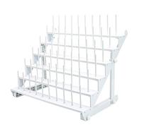 SewTech - Porte-fil pour 60 bobines ou 30 cônes, grand support de fil mural avec longues piquets, support de fil en plastique blanc vif pour surjeteuse à broder, rangement de fils à coudre et tresser